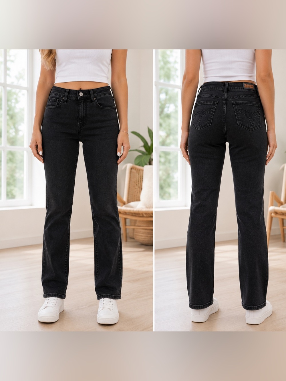 Levi's 505 Straight Leg Black Wash Women's Jeans tagged size 30 waist 14”